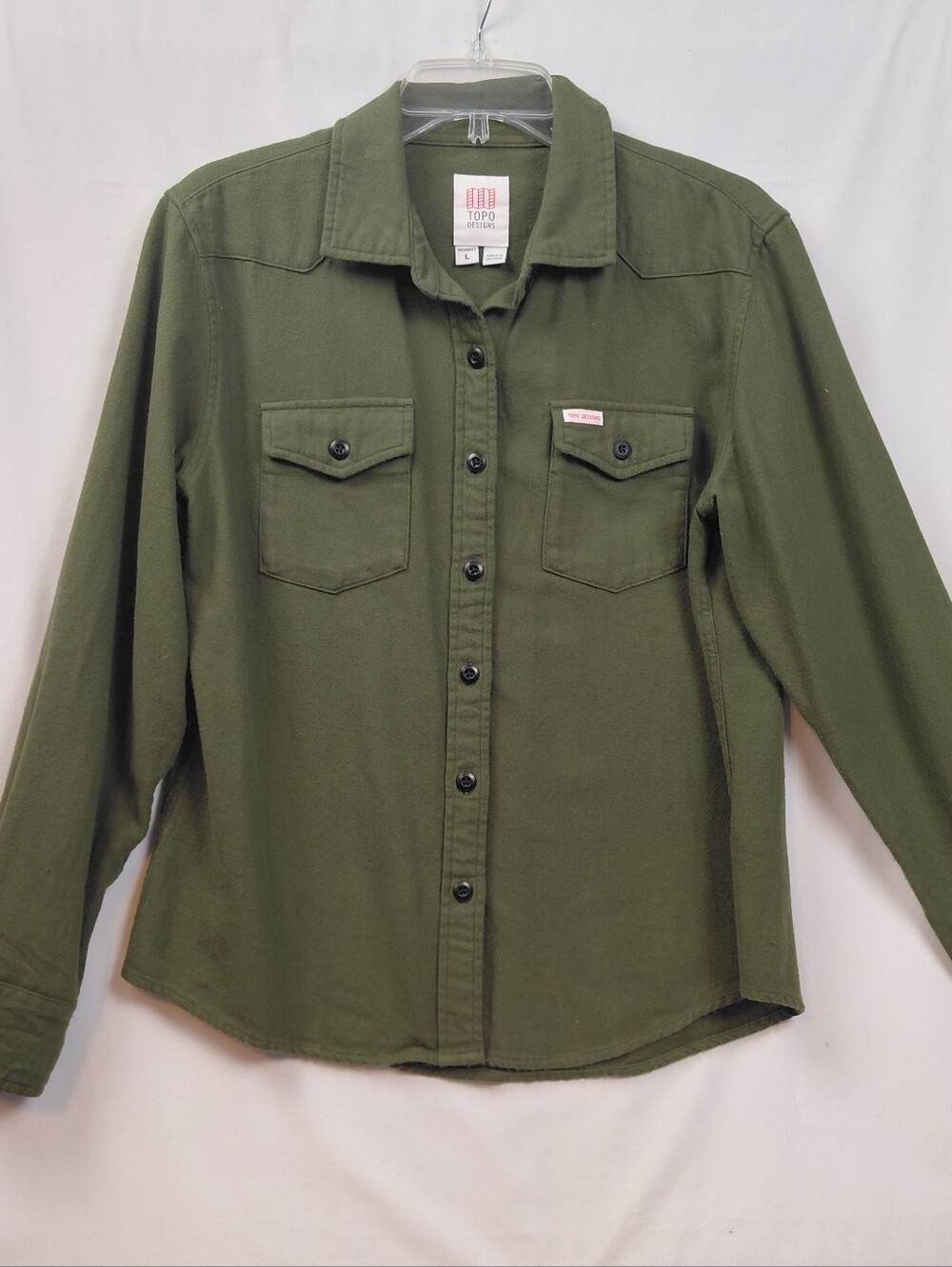 Topo Designs Mountain Shirt Women's Size Large Olive Green